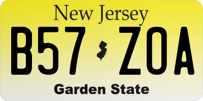 NJ license plate B57ZOA