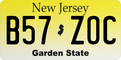 NJ license plate B57ZOC