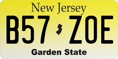 NJ license plate B57ZOE