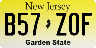 NJ license plate B57ZOF