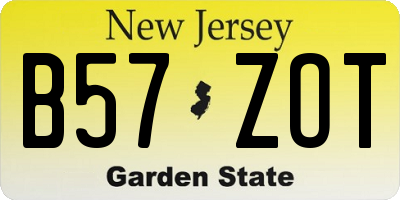 NJ license plate B57ZOT