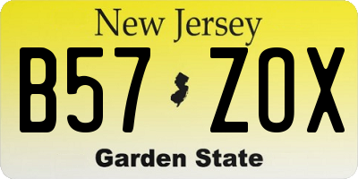 NJ license plate B57ZOX