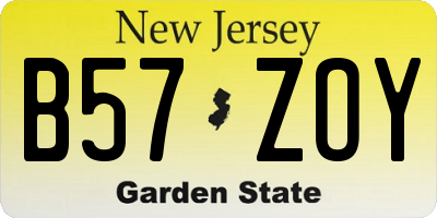 NJ license plate B57ZOY