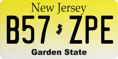NJ license plate B57ZPE