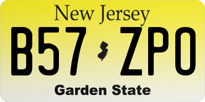 NJ license plate B57ZPO