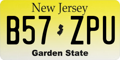 NJ license plate B57ZPU