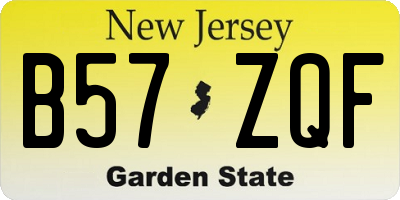 NJ license plate B57ZQF