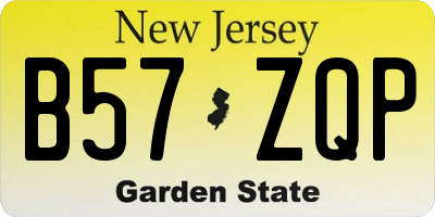 NJ license plate B57ZQP