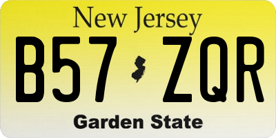NJ license plate B57ZQR