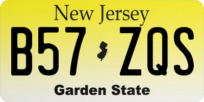 NJ license plate B57ZQS