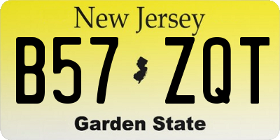 NJ license plate B57ZQT