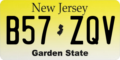 NJ license plate B57ZQV