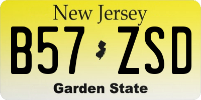 NJ license plate B57ZSD