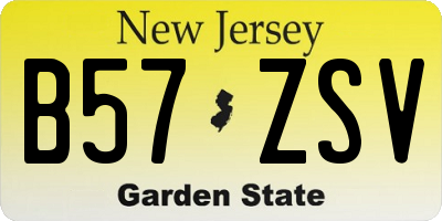 NJ license plate B57ZSV
