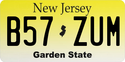 NJ license plate B57ZUM