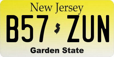 NJ license plate B57ZUN