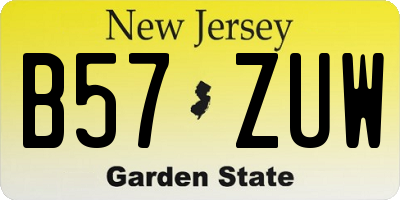 NJ license plate B57ZUW
