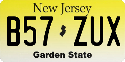 NJ license plate B57ZUX
