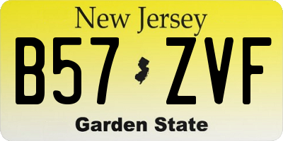 NJ license plate B57ZVF
