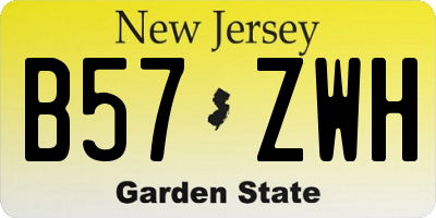 NJ license plate B57ZWH