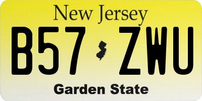 NJ license plate B57ZWU