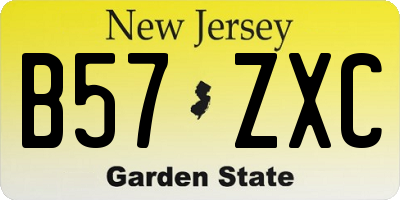 NJ license plate B57ZXC