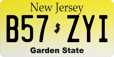 NJ license plate B57ZYI