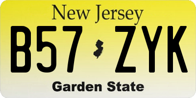 NJ license plate B57ZYK