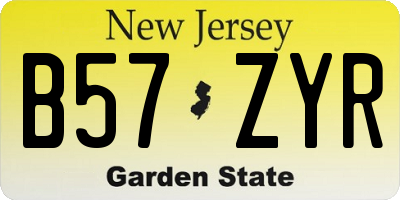 NJ license plate B57ZYR