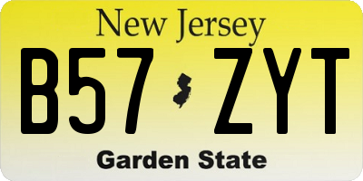 NJ license plate B57ZYT