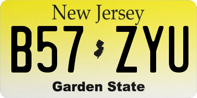 NJ license plate B57ZYU