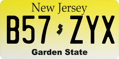 NJ license plate B57ZYX