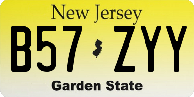 NJ license plate B57ZYY