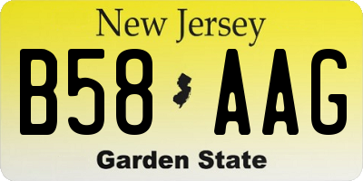 NJ license plate B58AAG