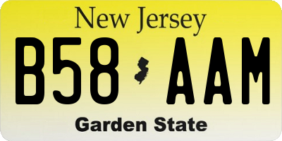 NJ license plate B58AAM