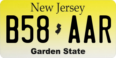NJ license plate B58AAR