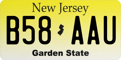 NJ license plate B58AAU