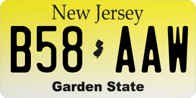 NJ license plate B58AAW