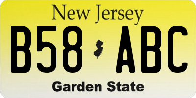 NJ license plate B58ABC