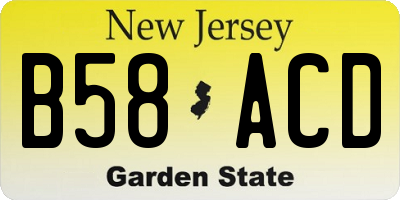 NJ license plate B58ACD