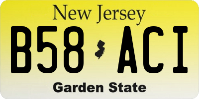 NJ license plate B58ACI
