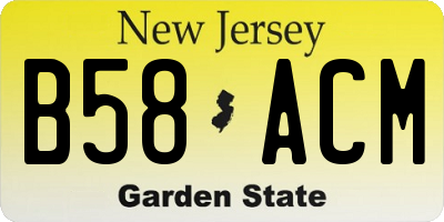 NJ license plate B58ACM