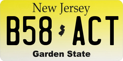 NJ license plate B58ACT
