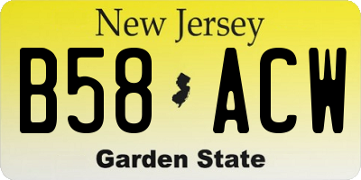 NJ license plate B58ACW