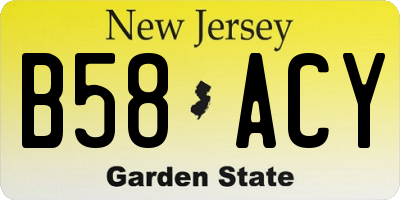NJ license plate B58ACY