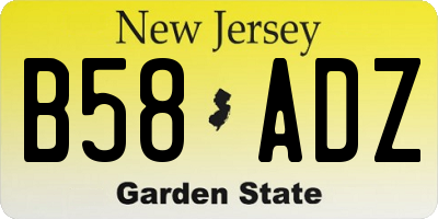 NJ license plate B58ADZ