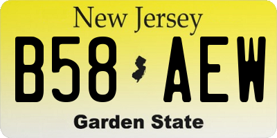 NJ license plate B58AEW