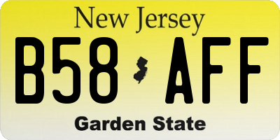 NJ license plate B58AFF