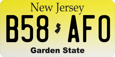 NJ license plate B58AFO