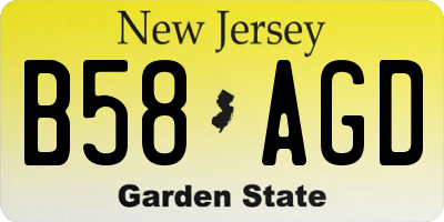 NJ license plate B58AGD